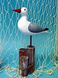 Nautical Wooden Wood Seagull On Triple Piling 11