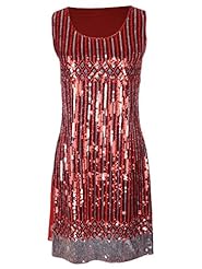 Sleeveless Sequined Vertical Stripe Party Dress 