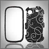 Silver Swirl on Black "Cristalina" crystal bling case-cover for Samsung Mes ....
