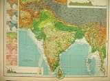 1898 COLOUR MAP OROGRAPHICAL INDIA RAINFALL TEMPERATURE