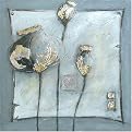Silver Leaf Poppy I Original Hand-Painted Oil on Canvas Wall Art - 32x32"