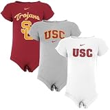 Nike USC Trojans Infant Cardinal, Ash & White 3-Pack Romper Set