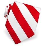 Red and White Stripe Extra Long Tie by Elite - Red Silk