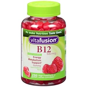 Vitafusion Energy B12 Gummy Vitamins, Very Raspberry 500mcg, 250 Count