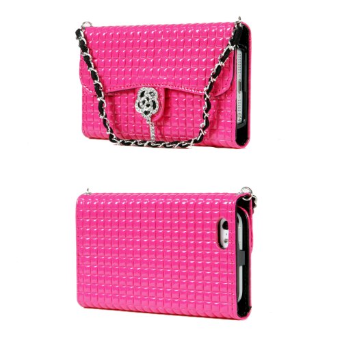 TORU iHand Handbag Clutch Wallet Case with Bling for iPhone 5 / 5S - Hot Pink