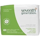Seventh Generation Pads, Ultra-Thin, Super Long, with Wings, 16 pads (Pack of 6)
