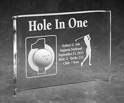 Eureka Golf Products Hole-in-One Golfer Laser Etched 7" H x 10" W Acrylic Crescent Trophy | Female Silhouette | Custom Laser Etching Included | Made in The USA