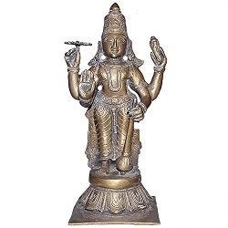 Hindu God Vishnu Brass Religious Gifts 10.5 x 4 x 4 inches (vishnub008)
