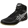 ASICS Men's Split Second Wide Wrestling Shoe,Black/White,8 W US
