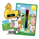 Pack of 'Happy Family' Farm Yard Animals Nursery and Room Thermometer, Duck Bath Thermometer and Forehead Thermometer Fever Pack for Baby/Child