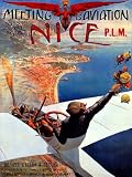 AIRPLANE PLANE 1910 MEETING AVIATION NICE FRANCE FRENCH LARGE VINTAGE POSTER REPRO