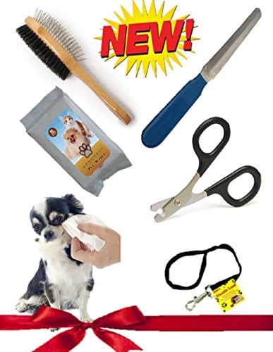 Pet Grooming Supplies. Perfect for Dogs, Cats and Small Pets. Set Includes Small Animal Clippers, Brush, Nail File, Wipes and Short Dog Grooming Leash. For all Pet Parents and Pet Lovers