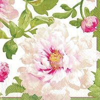 Entertaining with Caspari Chloe Paper Cocktail Napkins, Ivory, Pack of 20