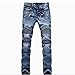 Feinste Men's Slim Zipper Biker Jeans Moto Denim Pants(32W,Blue)