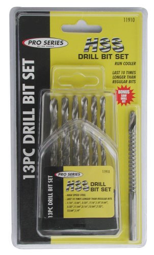KR Tools 11910 Pro Series 13-Pieces H.S.S. 1/16-Inch - 1/4-Inch Drill Bit Set