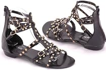 EyeCatchShoes - Ava Gladiator Stud Flat Sandal Shoes