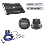 Lanzar Car Audio Subwoofer Amplifier Package - MXA244 3000 Watt 2 Channel Bridgeable MOSFET Slim Amplifier - 2x OPTSW15D, Pair of OPTI SCION 15'' 1000 Watt High Power Dual 4 Ohm Voice Coil Subwoofers - AMPKIT8 Contaq 1200 Watt 8 Gauge Power Amp Kit