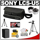 Sony LCS-U5 Carrying Case (Black) with Wide & Telephoto Lens + Battery + Tr ....