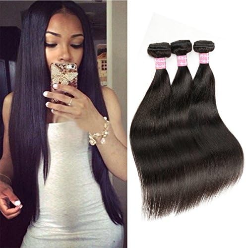 Beautier Straight Brazilian Human Hair Extension 3 Bundles 100% 6a Unprocessed Virgin Hair Natural Black(10 12 14)
