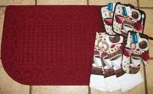 Red Slice Rug 18 x 27 inch with Matching Coffee Dish Towel Set
