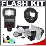 Precision Design DSLR300 High Power Auto Flash with Zoom/Bounce/Swivel Head + Interfit Strobies Portrait Kit + Flex Mount + Cleaning Kit for Digital SLR Cameras