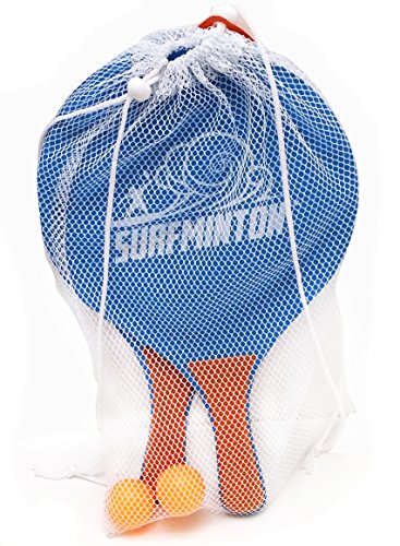 VIAHART Surfminton Classic Beach Tennis Wooden Paddle Game Kadima Smashball Set