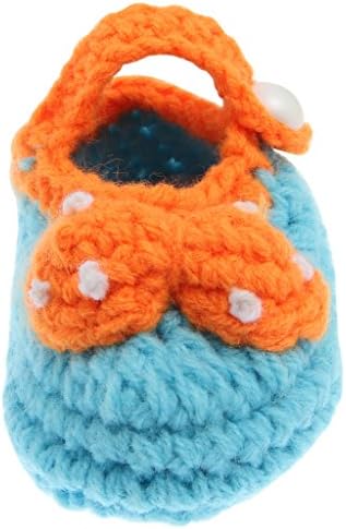 EOZY Baby Infant Girl Handmade Crochet Knit Cartoon Socks Crib Shoes (Fit for 0-10 Months, #6-1Pink+Red)