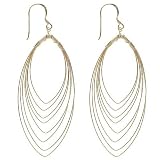 18 Kt Gold over Sterling Silver Medium Oblong Cascading Gypsy Hoop Earrings