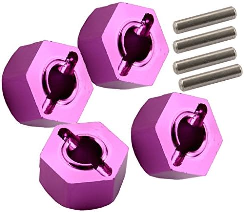 Yiguo Purple 12mm Hex Adapter Aluminum Hub Nuts and Pins for 1/10 Traxxas Slash 4X4 Set of 4