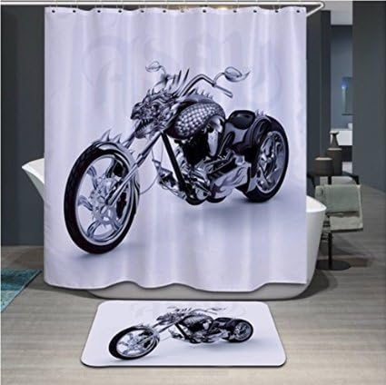 KELLYArtStore Motorcycle Shower Curtain Custom Printed 62-72inch
