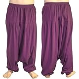 COTTON HIPPY BOHO HAREM ALADIN ALIBABA YOGA BELLY DANCING TROUSERS PURPLE - ONE SIZE 8 to 24 - 40-41