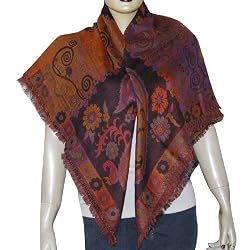 Wool Fabric Winter Scarfs for Women in Square Shape Ladies Gifts 44 x 44 inches (sjmwr086)
