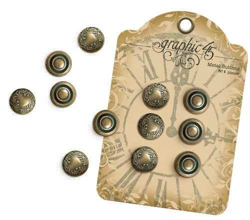 Graphic 45 Staples, Stamped Metal Buttons