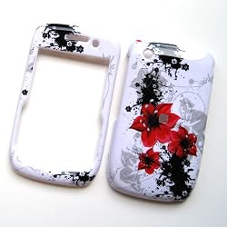 RIM BlackBerry Curve 3G 9300 (T-Mobile) & Gemini Curve 8520 & 8530 Snap-On Protector Hard Case "Artistic Red Flowers" Design