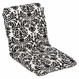 Pillow Perfect Outdoor Black/Beige Damask Chair Cushion Rounded