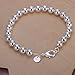 PMANY 925 Sterling Silver Plated Round Beads Chain Bracelet Bangle