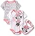 Disney Baby Girls' Minnie Mouse 2 Pack Bodysuit with Bib