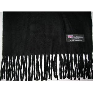 Buy 100% Cashmere Wool Super Soft Feel Scarf Muffler - Black ( ! ) by Sakas Cashmere