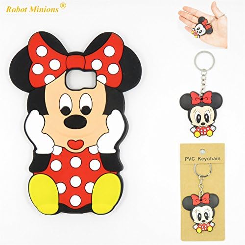 Galaxy Note 5 Case,Samsung Galaxy Note 5 Flexible Soft Silicone Gel Rubber Case,Robot Minions 3D Cartoon Red Mouse Minnie Skin Case Cover for Samsung Galaxy Note 5 +Cartoon Key Chain