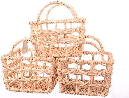 Double Nice Co, Natural Straw Storage Bin 7in by 5.5in 3 pk