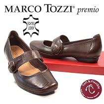 MARCO TOZZI premio, Glattleder Slipper, soft und flexibel, Echtleder, cafe- braun antic