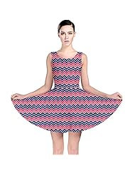 Stretchy Polyester/Spandex Chevron Print Skater Dress 