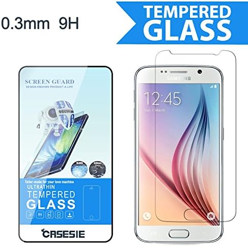 Galaxy S6 Screen Protector, Casesie [Retina Sense] Galaxy S6 Premium High Definition Shockproof Clear [Tempered Glass] Screen Protector 0.3mm Thickness 2.5d [Curved Edge] for Samsung Galaxy S6 - Retail Packaging