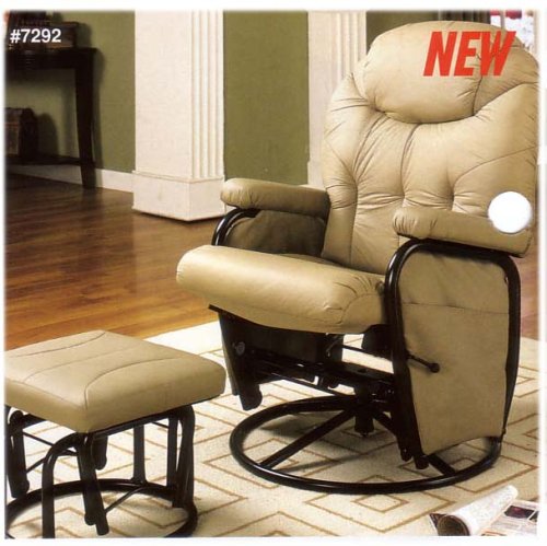 BEAUTIFUL BONE LEATHER LIKE GLIDER ROCKER W. OTTOMAN 51ctJLCazrL BEAUTIFUL BONE LEATHER LIKE GLIDER ROCKER W. OTTOMAN