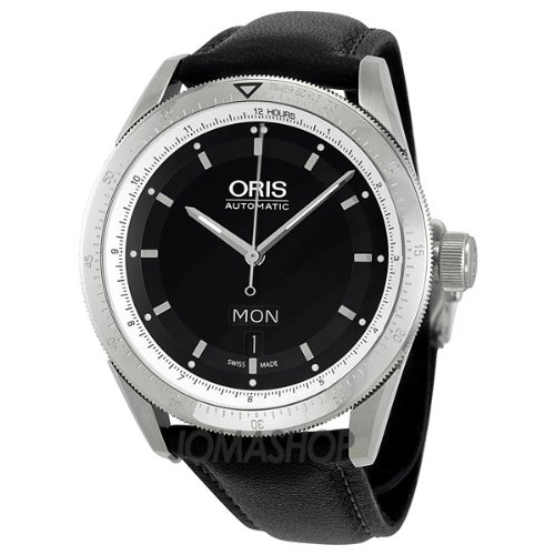 Oris Artix GT Day Date Black Dial Leather Strap Automatic Mens Watch 735-7662-4174LS