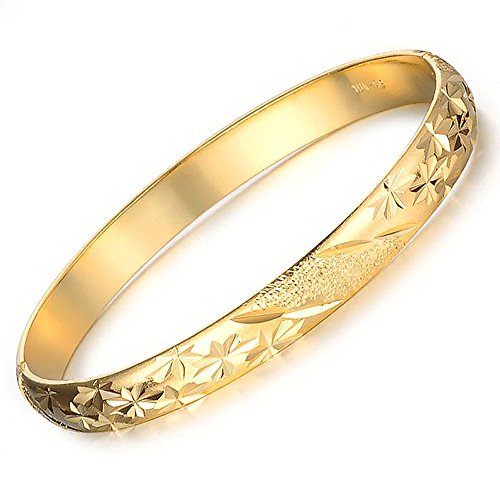 Jonline24h Girl Lady's Women Copper 18k Real Yellow Gold Plated Charm Open 59mm Bangle/bracelet New Jewelry