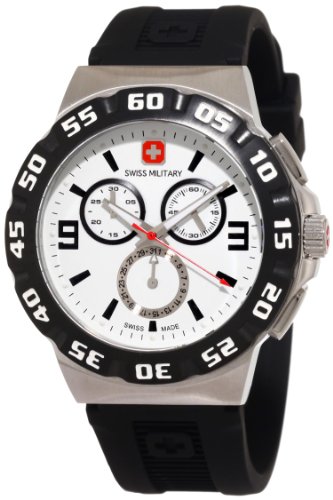 Swiss Military Calibre Men's 06-4R2-04-001 Racer Chronograph White Dial Black Rubber Watch