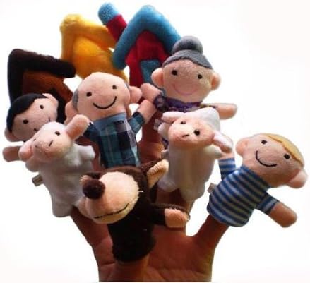 10X Finger Puppets . Children's storytelling helper, hand puppets .The wolf is coming TY046