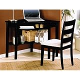 2pc Corner Desk and Chair Set in Black Finish