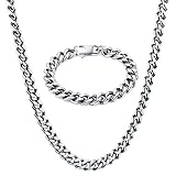 TOTU Stainless Steel Link Curb Chain Necklace with Bracelet , 10mm Width, 24